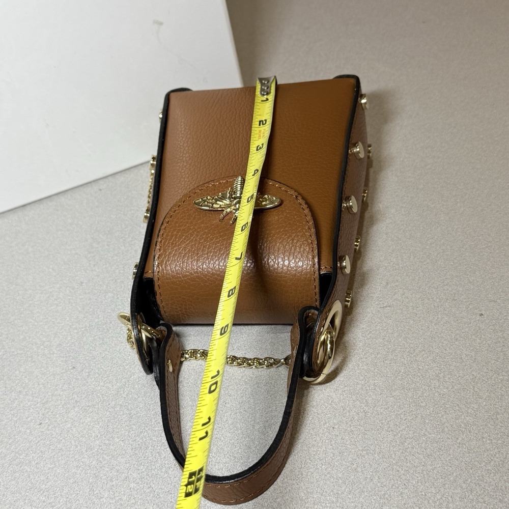 Cassette Barcelona‎ L'abeille Bumblebee Leather shoulder brown Mini Bag Gold Zip - Picture 9 of 12